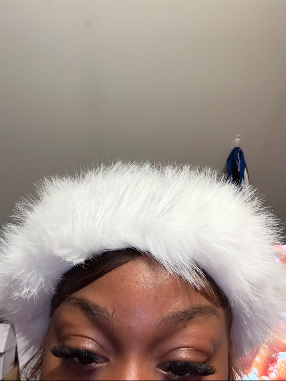 White Faux Fur Headband w/ soft white faux fur outfit
